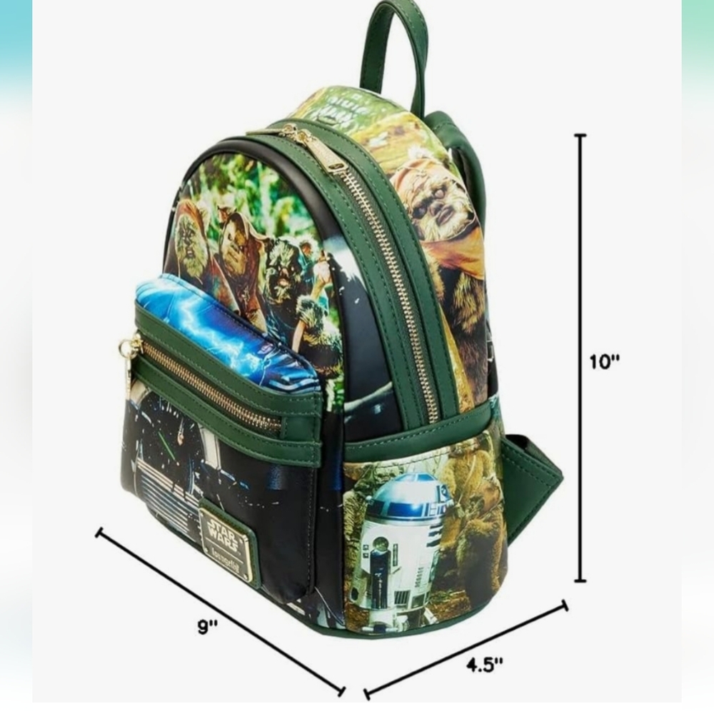 NWT Loungefly Star Wars Return Of The Jedi Scene Green Backpack - Picture 5 of 13